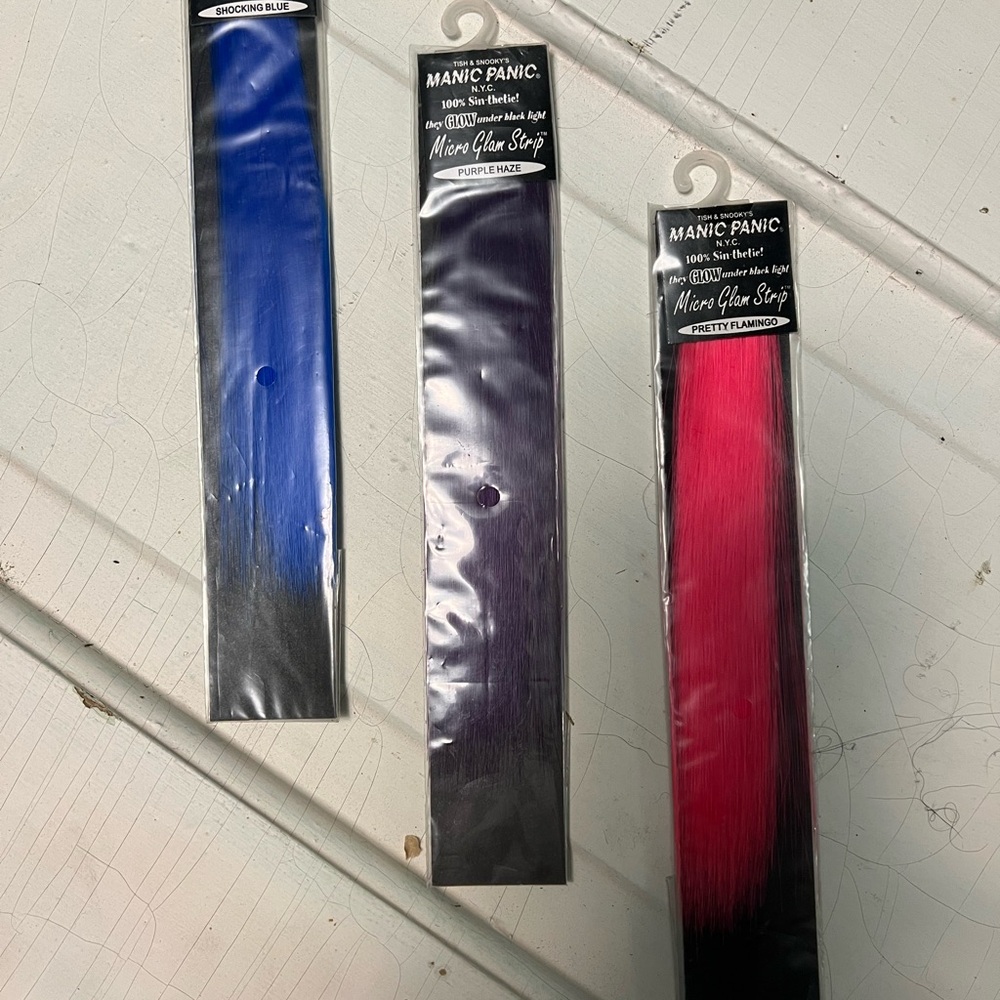 Manic Panic Hair Extensions - Blue, Purple, Pretty Flamingo 8” length